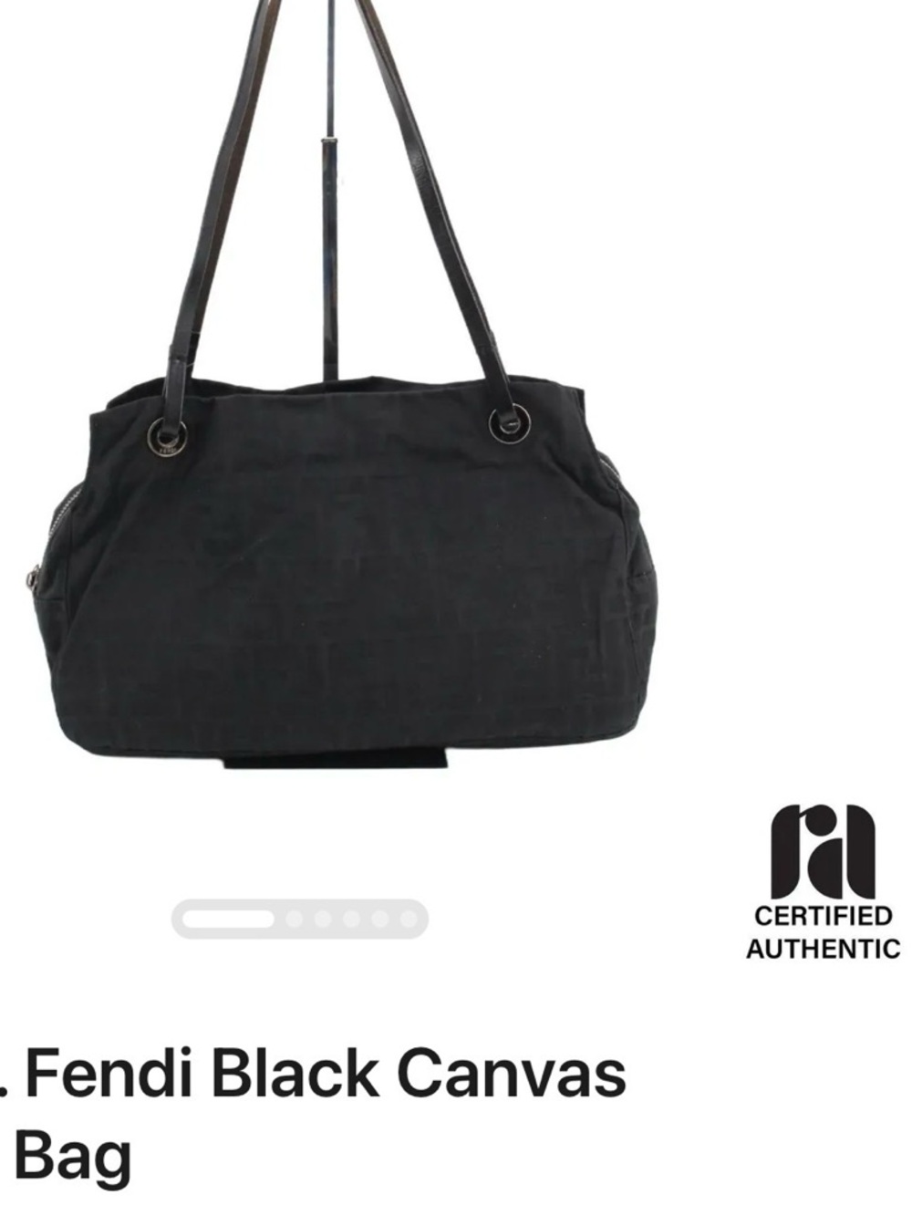 Fendi Black Canvas Shoulder Tote